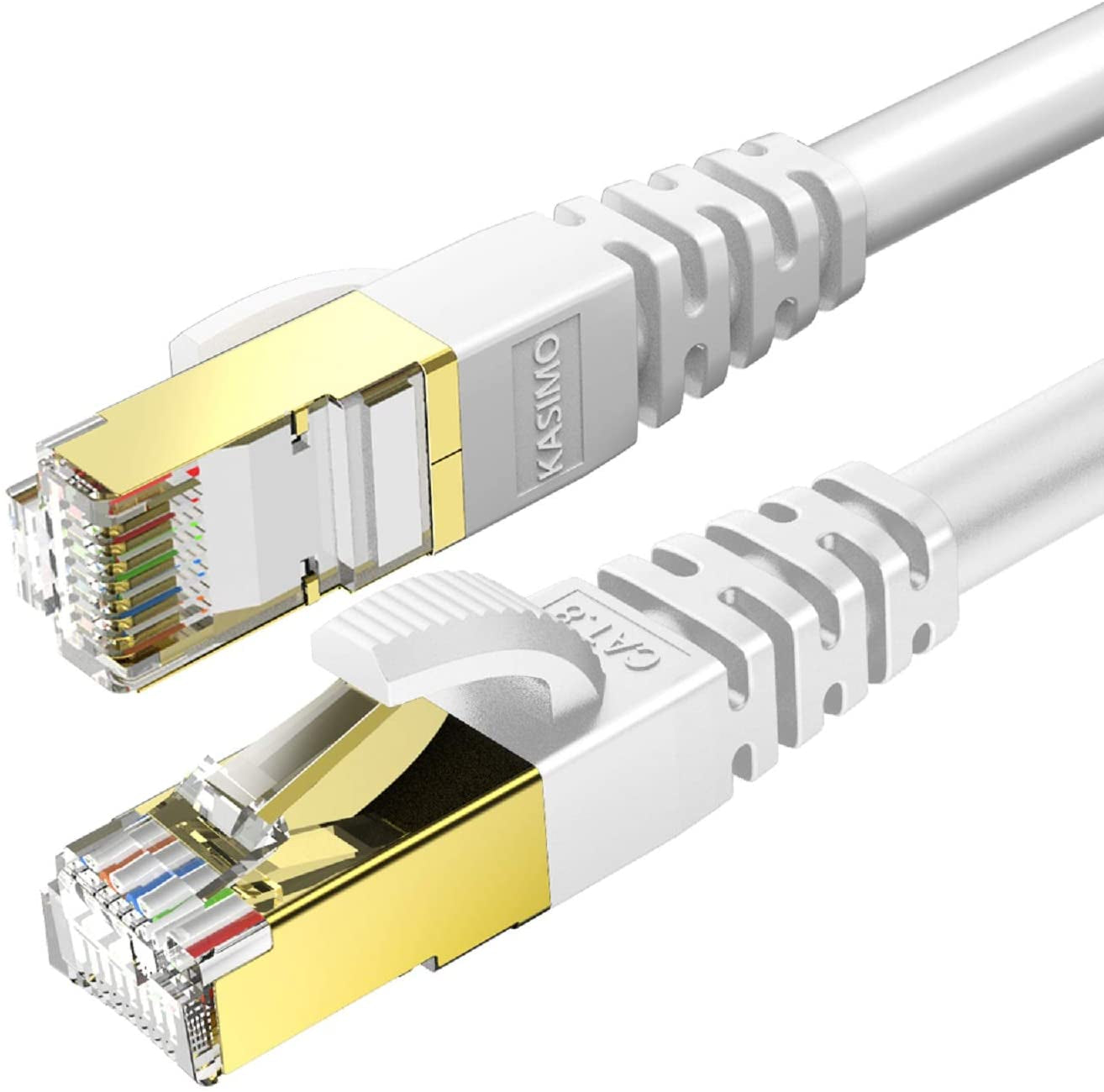 CAT 8 Ethernet Cable 3 FT, Cat8 Internet Cable 40Gbps with RJ45 Gold Plated Connector SFTP, High Speed Gaming LAN Patch Cable, Compatible with Cat5/Cat6/Cat7, White (White, 3FT 1 Pack)