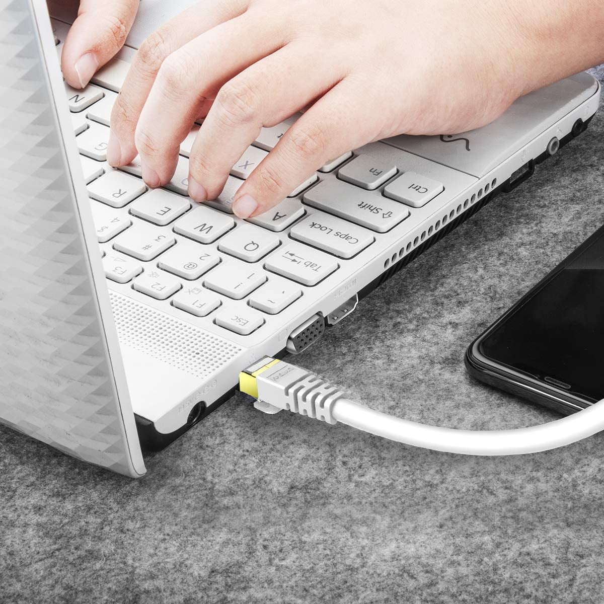CAT 8 Ethernet Cable 3 FT, Cat8 Internet Cable 40Gbps with RJ45 Gold Plated Connector SFTP, High Speed Gaming LAN Patch Cable, Compatible with Cat5/Cat6/Cat7, White (White, 3FT 1 Pack)
